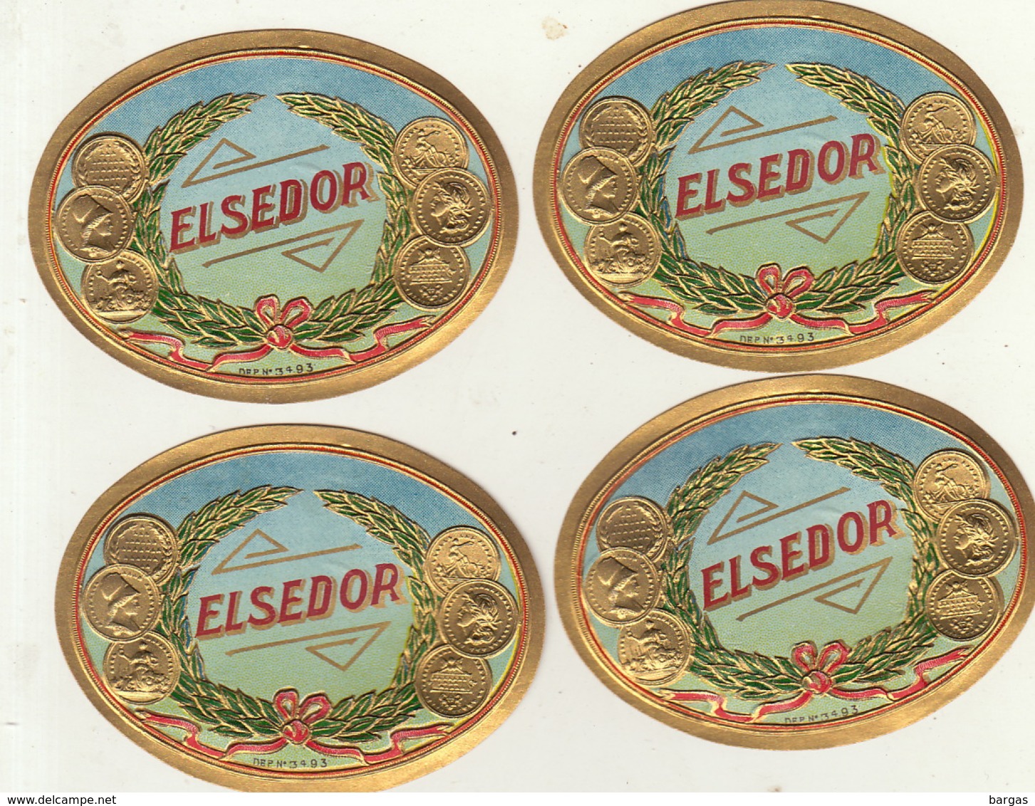 4 étiquette De Cigare Gaufrée Elsedor - Etichette