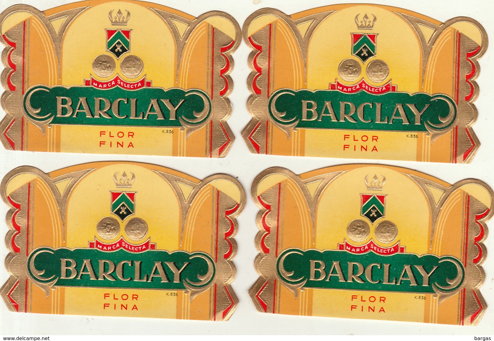 4 étiquette De Cigare Gaufrée Neuve Barclay Florfina - Labels