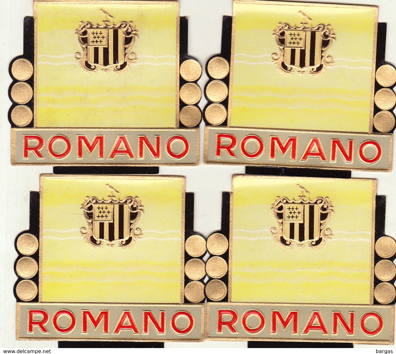 4 étiquette De Cigare Gaufrée Neuve Romano - Etiquetas