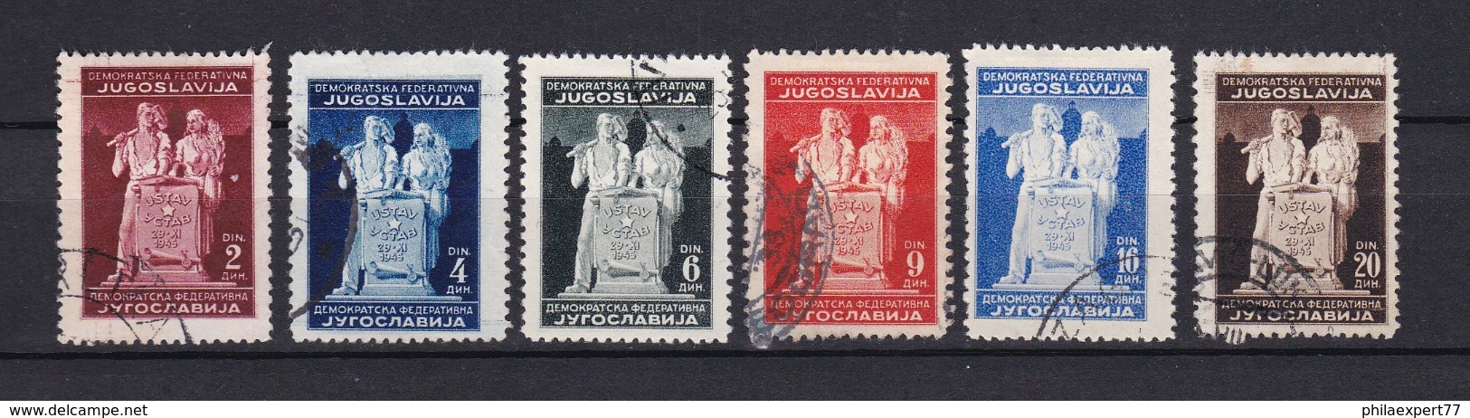 Jugoslawien - 1945 - Michel Nr. 486/491 II - Gest. - 22 Euro - Gebraucht