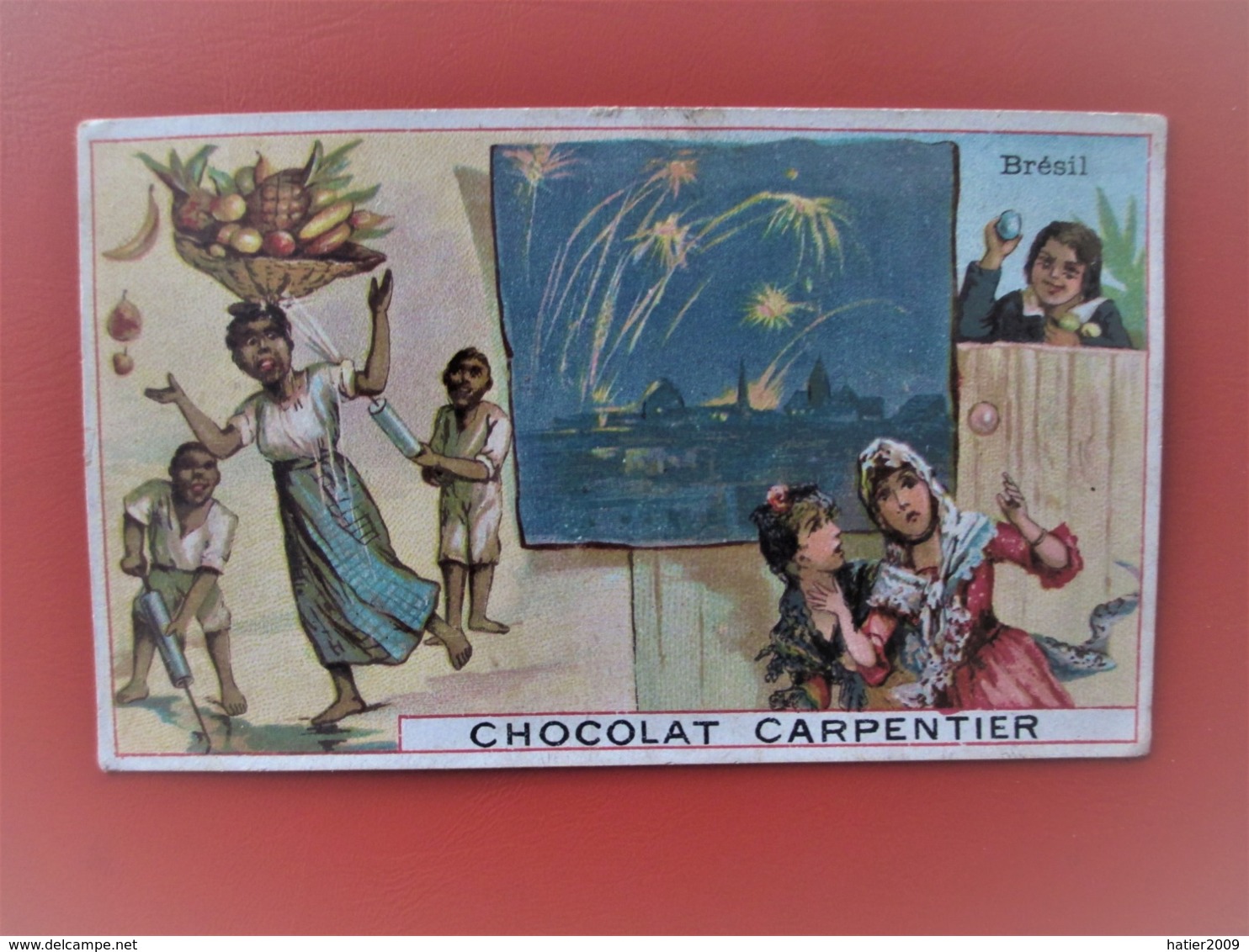 Chromo_Chocolat CARPENTIER_LE BRESIL_avec Feu D'artifice - Grand Modele 8 Cms X 13 Cms - Autres & Non Classés