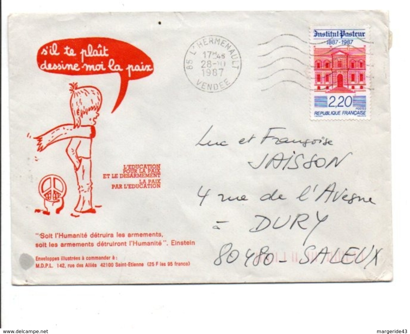 N°2496 SEUL SUR LETTRE DE L'HERMENAULT VENDEE 1987 - 1961-....