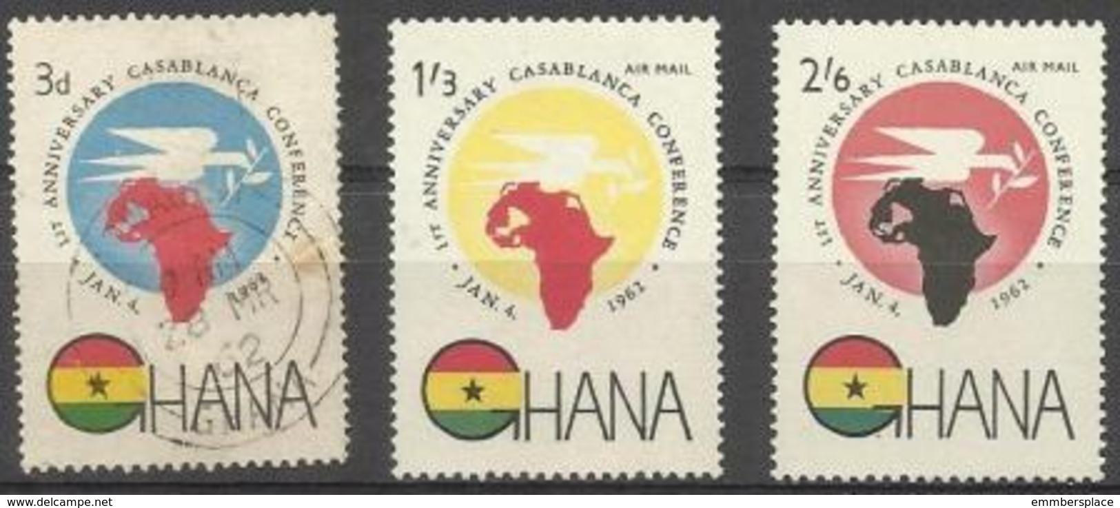 GHANA - 1962 Casablanca Conference MNH * (3d Is Used)  SG 277-9  Sc 111 & C5-6 - Ghana (1957-...)