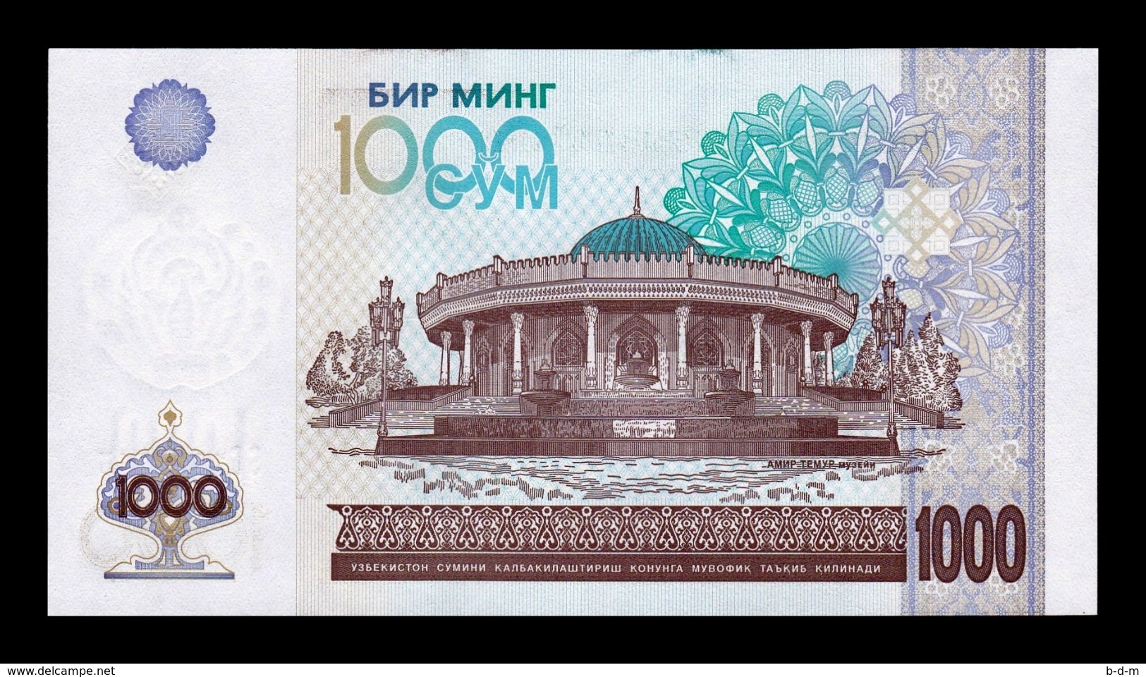 Uzbekistan 1000 Sum 2001 Pick 82 SC UNC - Uzbekistán