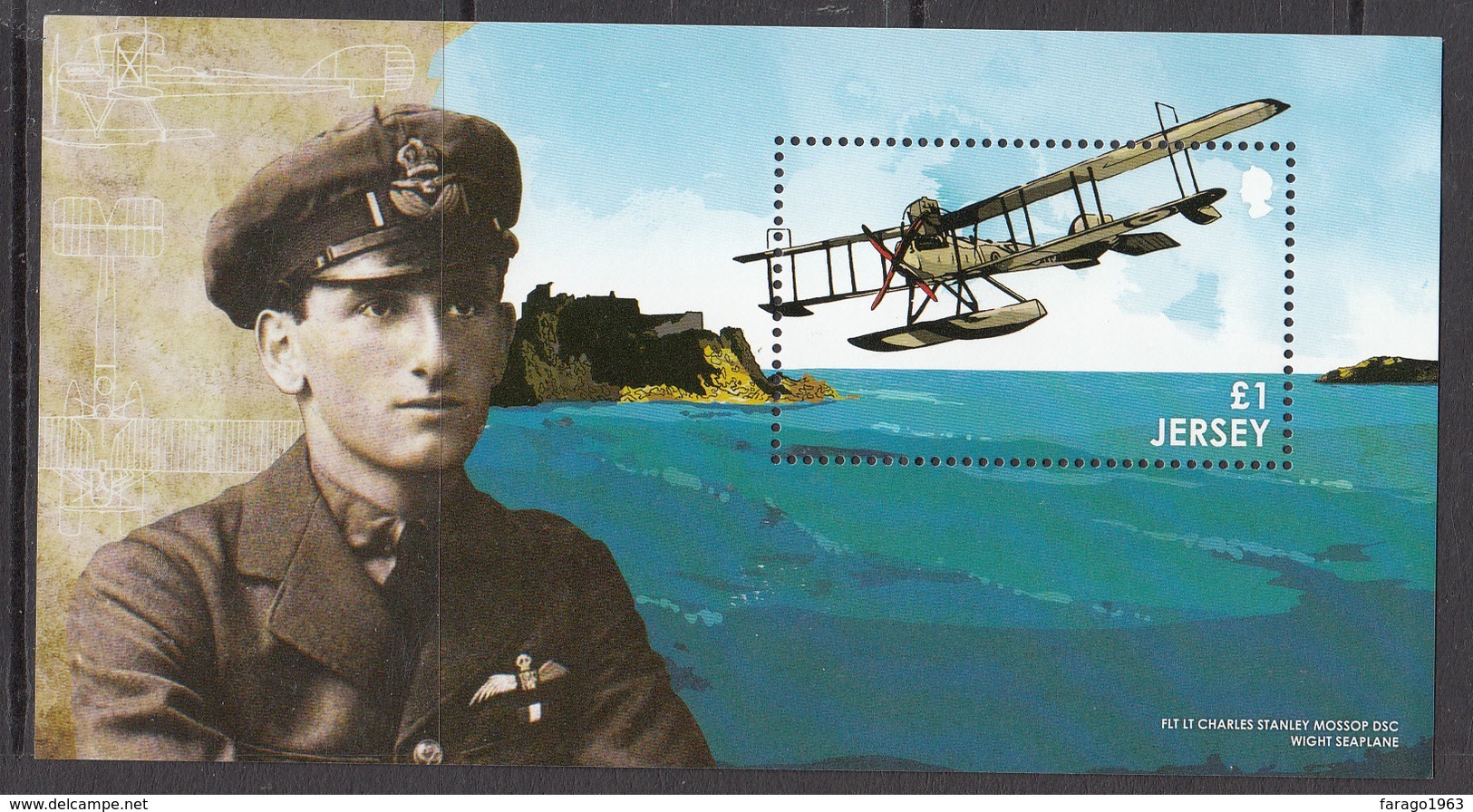 2015 Jersey World War I WWI Aviation Mossop  Souvenir Sheet MNH @   BELOW FACE VALUE - Jersey