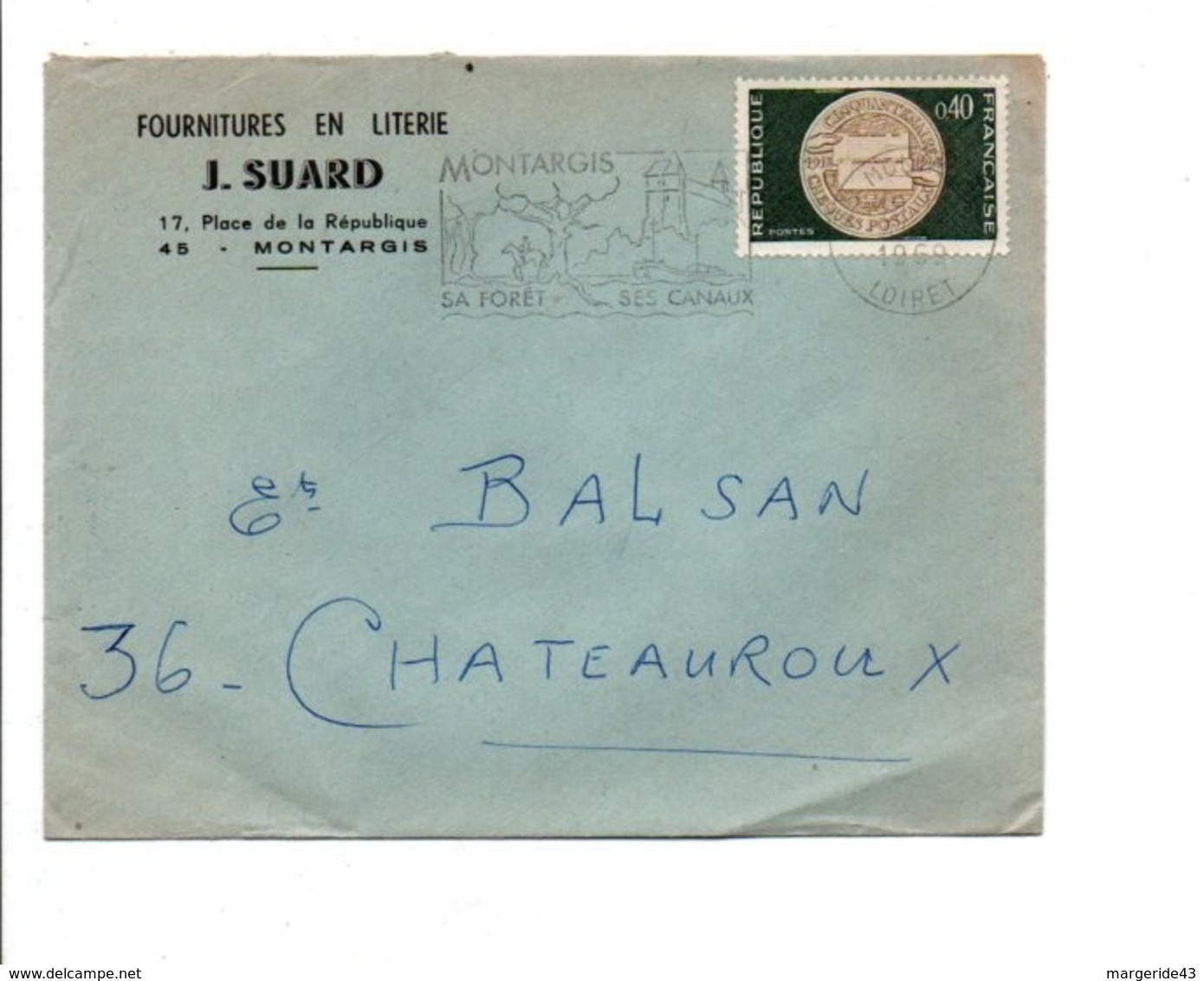 N°1542 SEUL SUR LETTRE DE MONTARGIS 1969 - 1961-....