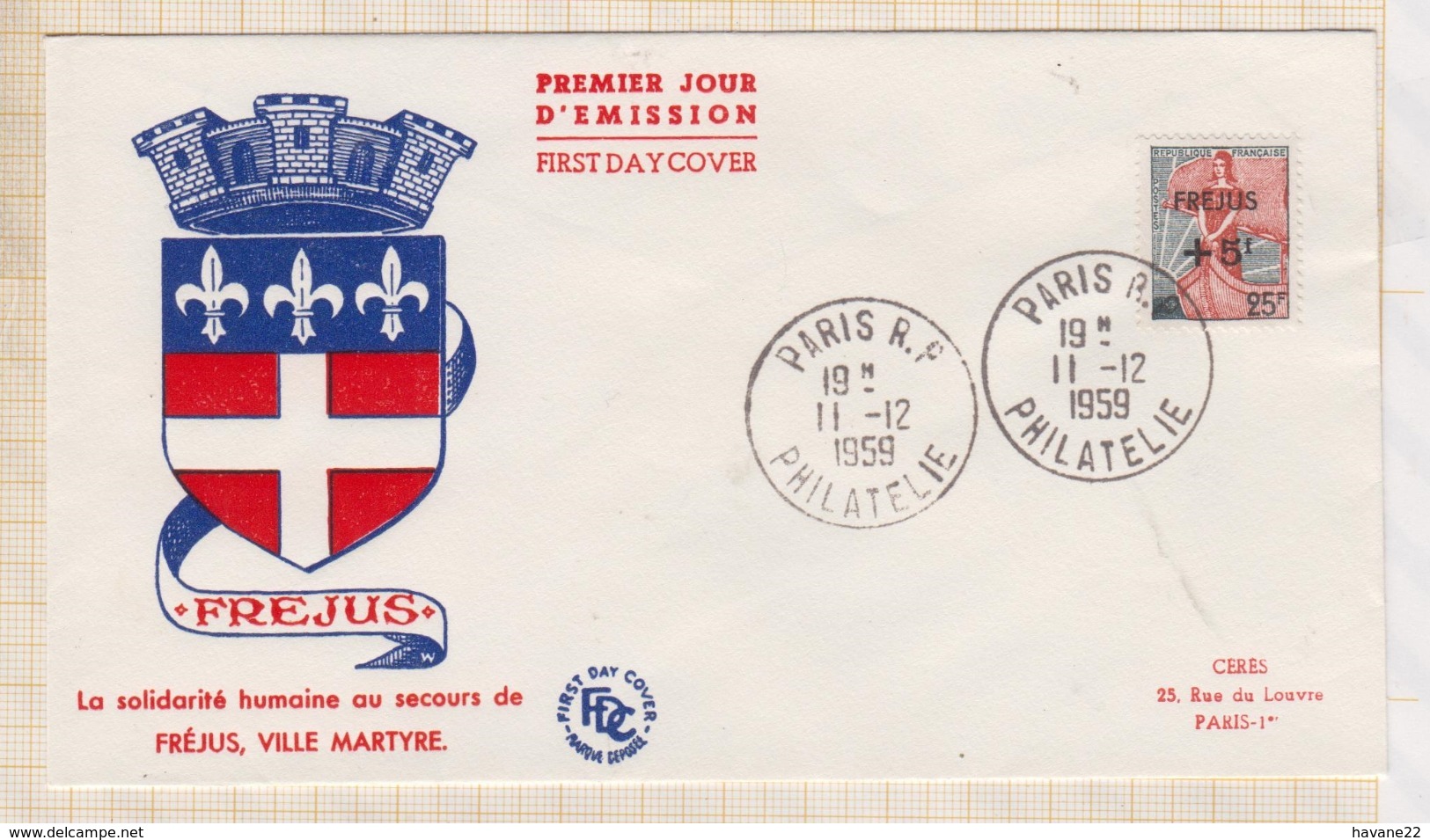 9/503 Premier Jour FDC 1959 FREJUS VILLE MATYRE - 1950-1959