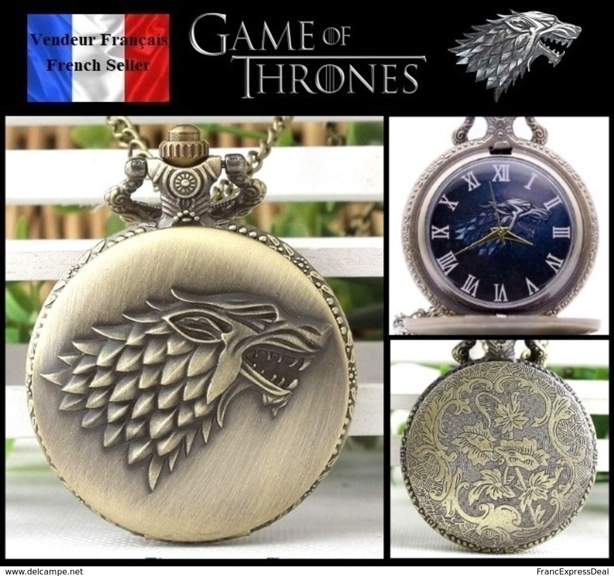 Montre Gousset NEUVE ! ( Pocket Watch ) - GOT Game Of Thrones Maison Stark ( A2 ) - Montres Gousset