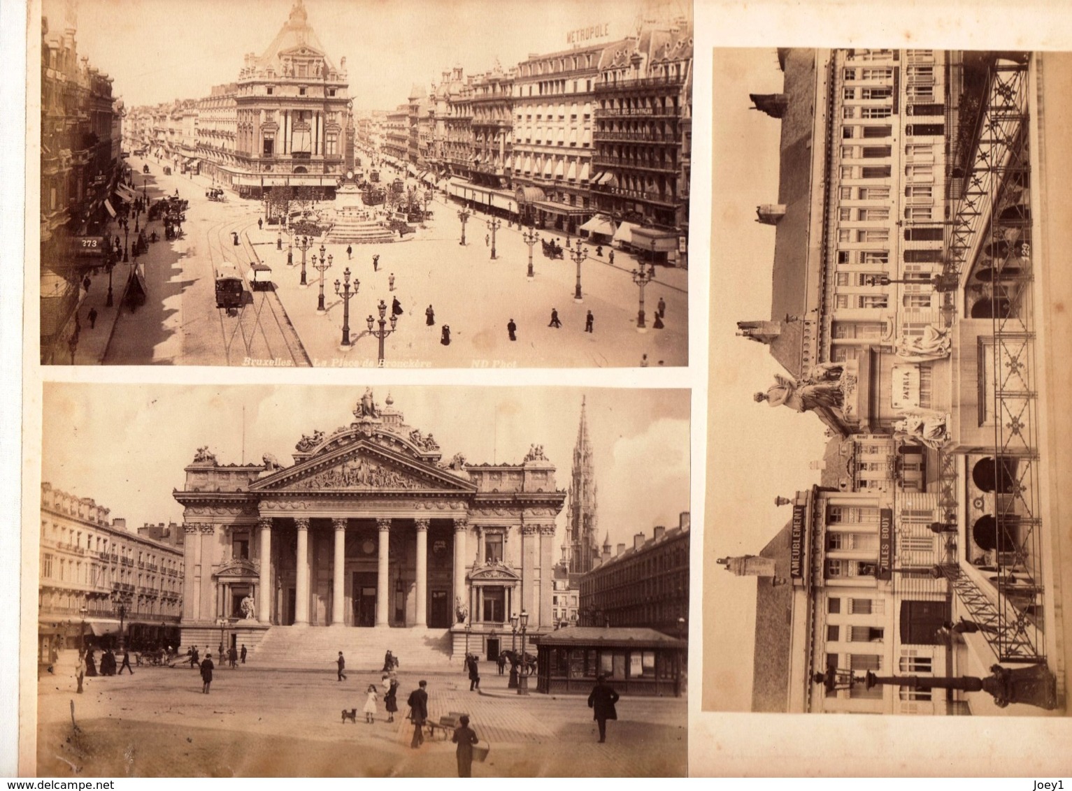 Photo Albuminée Bruxelles Format 27/21 Contre Collé Sur Carton 5 Photos Recto Verso - Oud (voor 1900)
