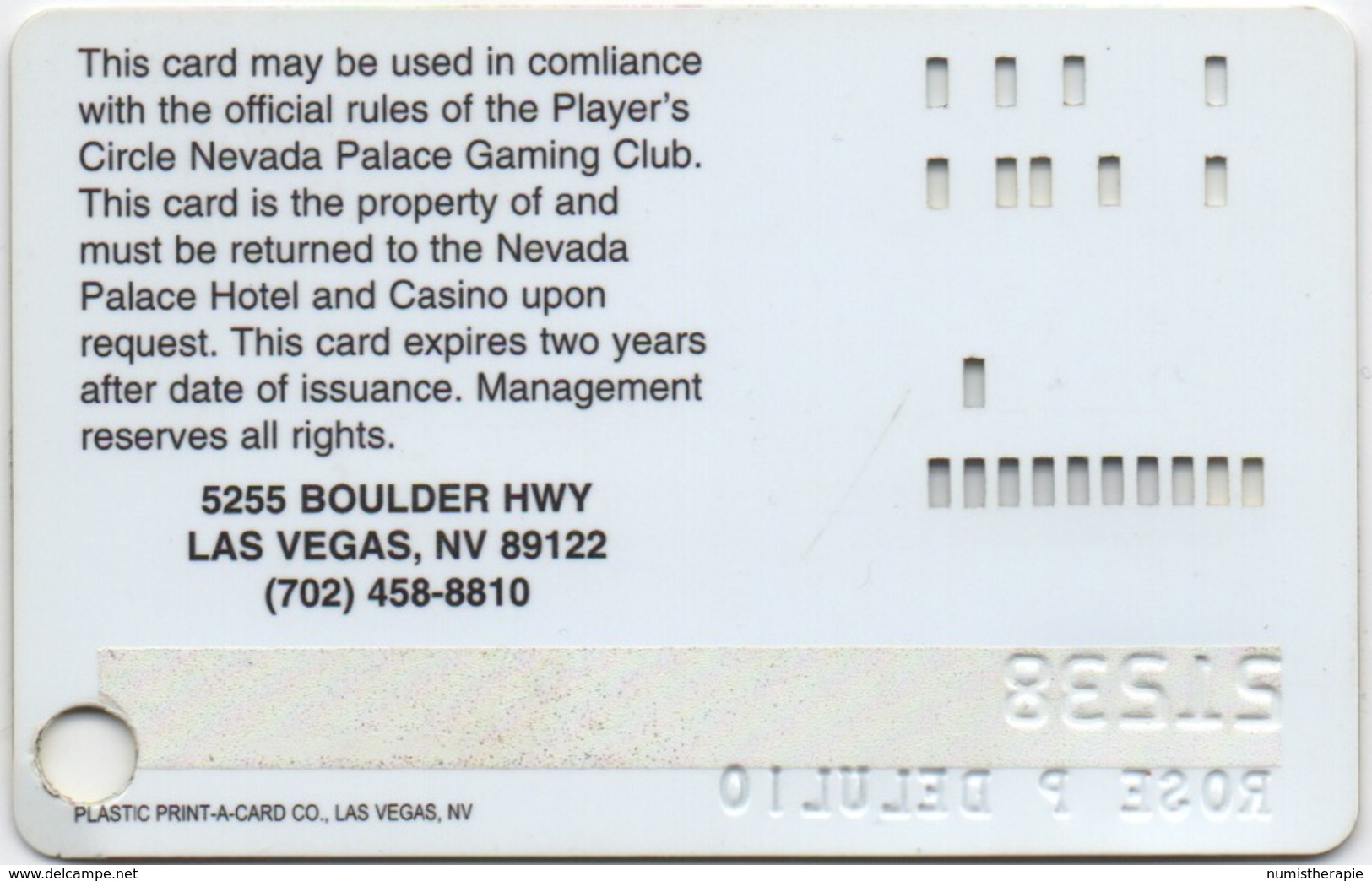 Carte De Membre Casino : Nevada Palace Players SILVER Circle : 1956 Ford Thunderbird (Troué) - Casinokarten