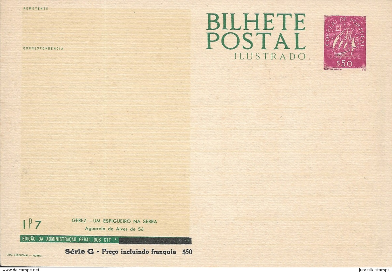 PORTUGAL  - Old  ILLUSTRATED ENTIRE POSTAL STATIONERY - GEREZ IP7 - Ganzsachen