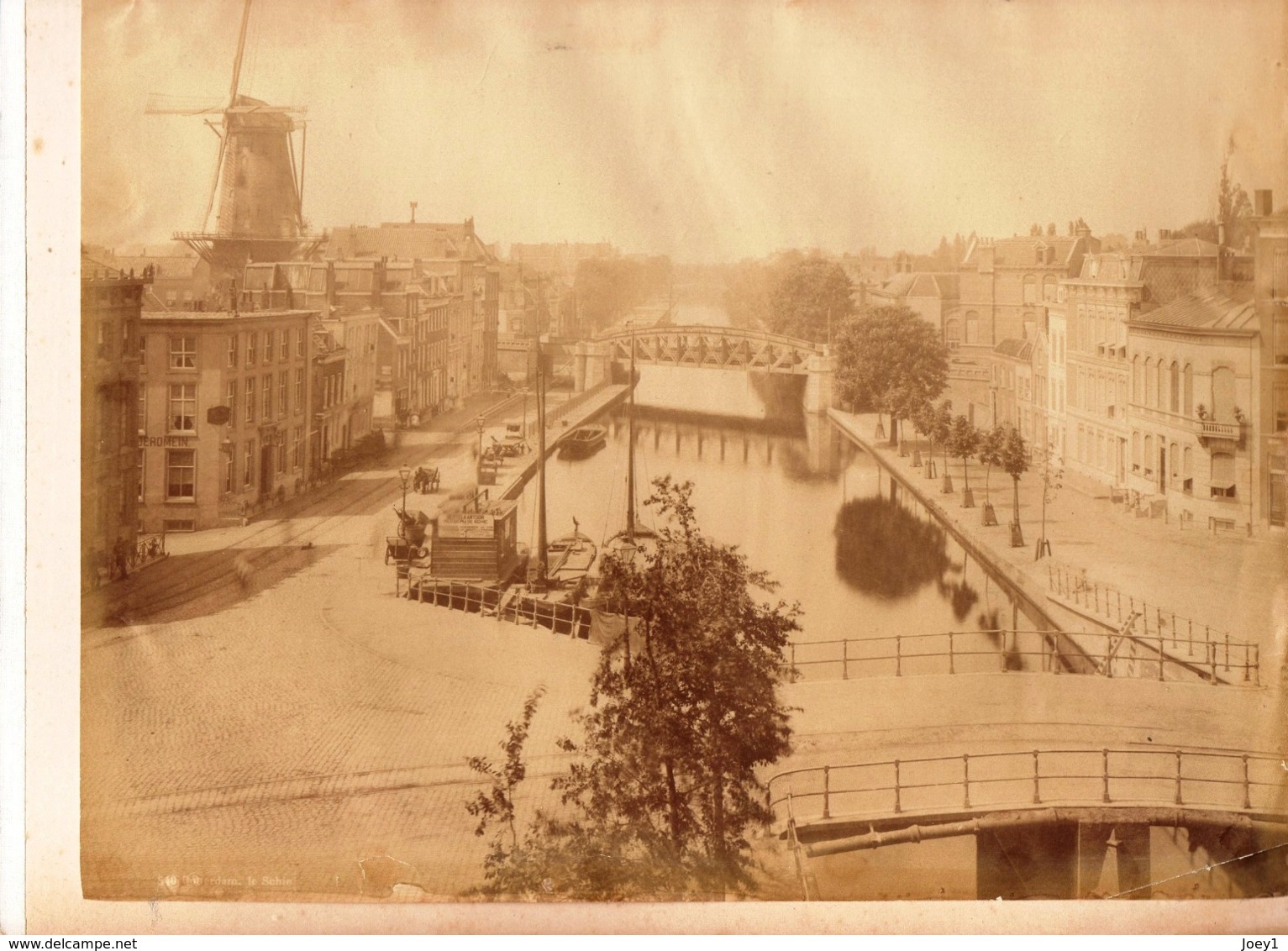 Photo Albuminée Rotterdam Et La Haye Format 27/21 Contre Collé Sur Carton 2 Photos Recto Verso - Alte (vor 1900)