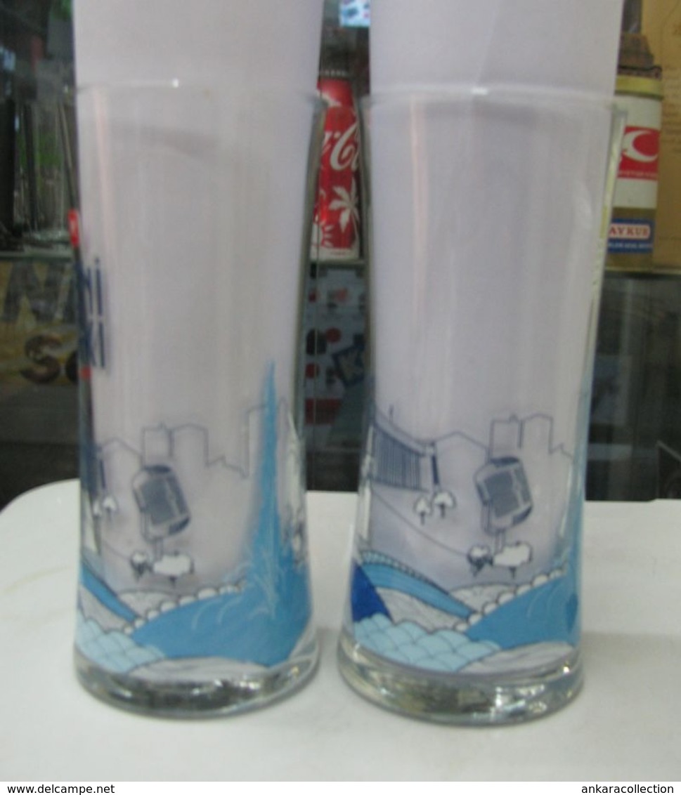 AC - YENI RAKI ANKARA ILLUSTRATED WITH AND WITHOUT LOGO PAIR GLASS - Altri & Non Classificati