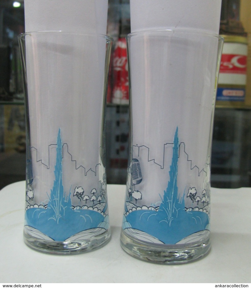 AC - YENI RAKI ANKARA ILLUSTRATED WITH AND WITHOUT LOGO PAIR GLASS - Otros & Sin Clasificación