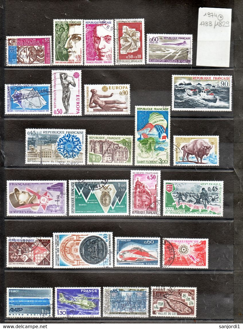 France 1974 1783 1829 Année Poste Oblitérés Used Cote 25 - 1970-1979