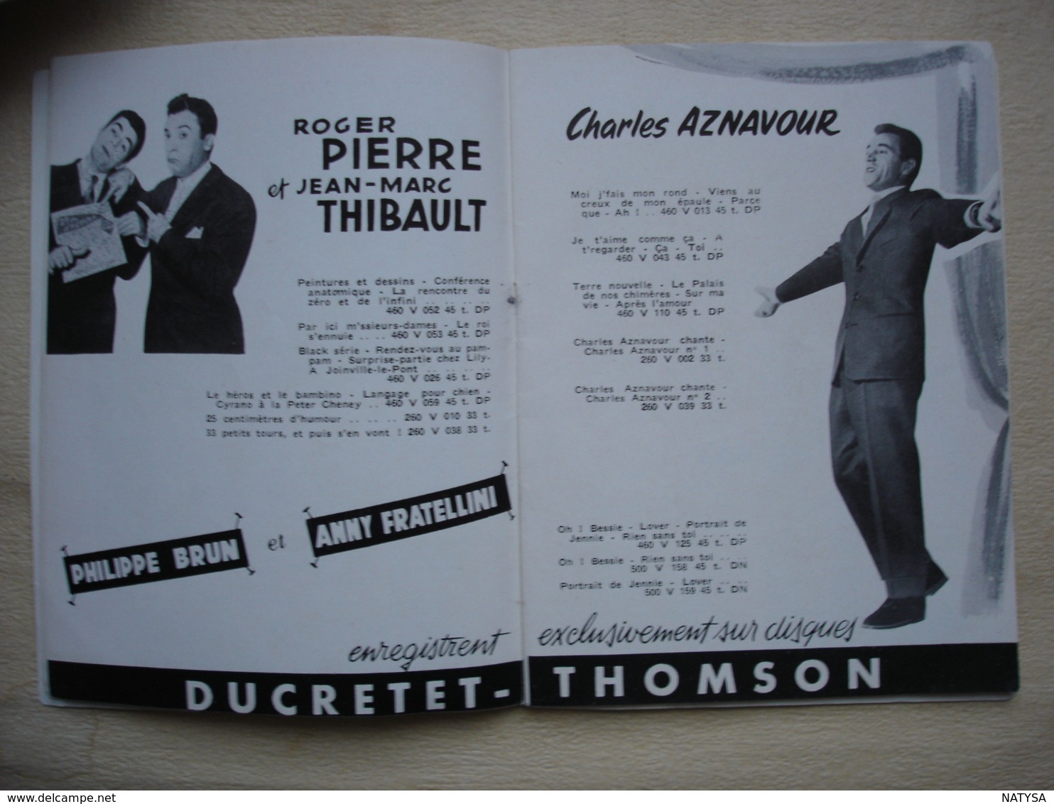 Programme OLYMPIA 1956 Charles AZNAVOUR Roger PIERRE EtJ.M THIBAULT Gloria LASSO Anny FRATELLINI - Programmi