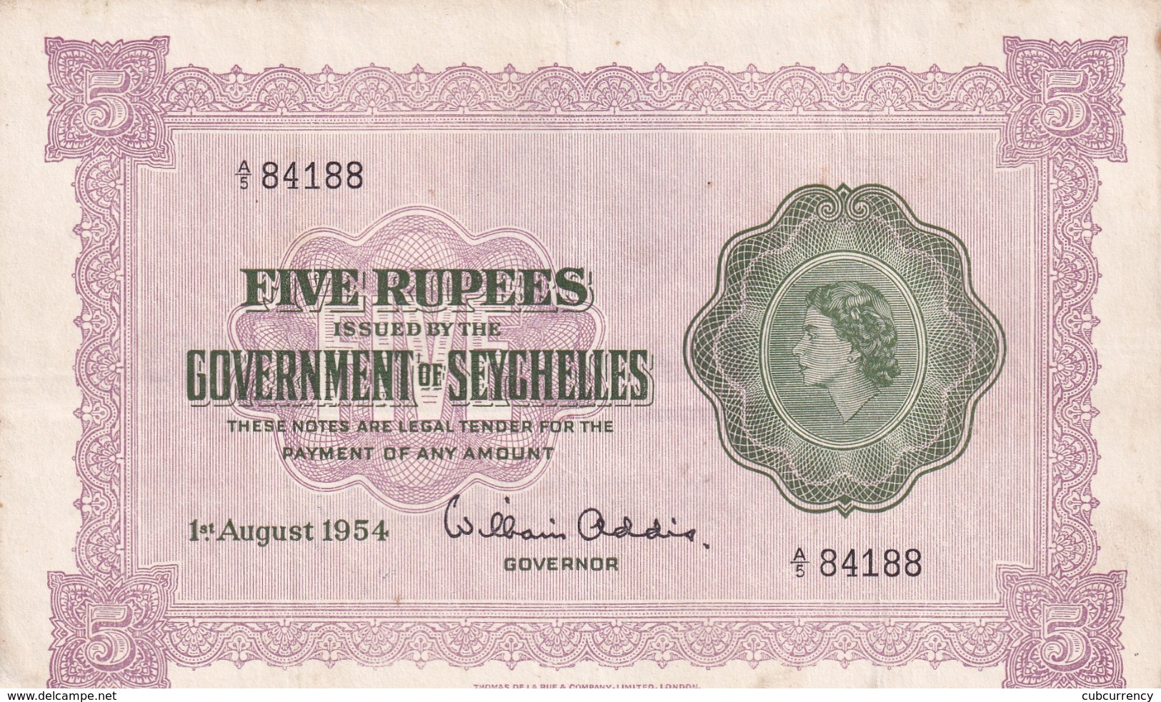 Seychelles 5 Rupees 1954 - Seychelles