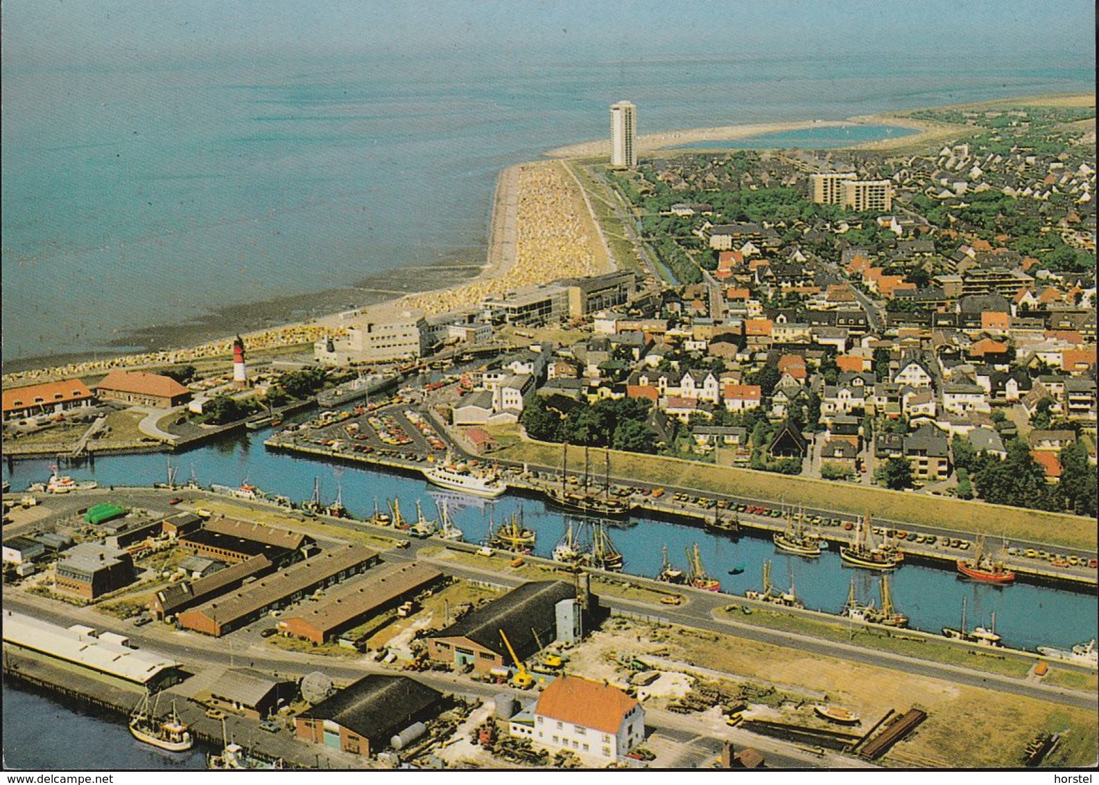 D-25761 Büsum - Hafen - Luftbild - Aerial View ( Mit Hochhaus) - Büsum