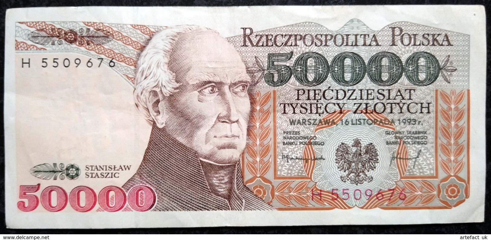 50 000 Zlotych 1993 POLAND POLEN POLOGNE Series Serie H - Polonia