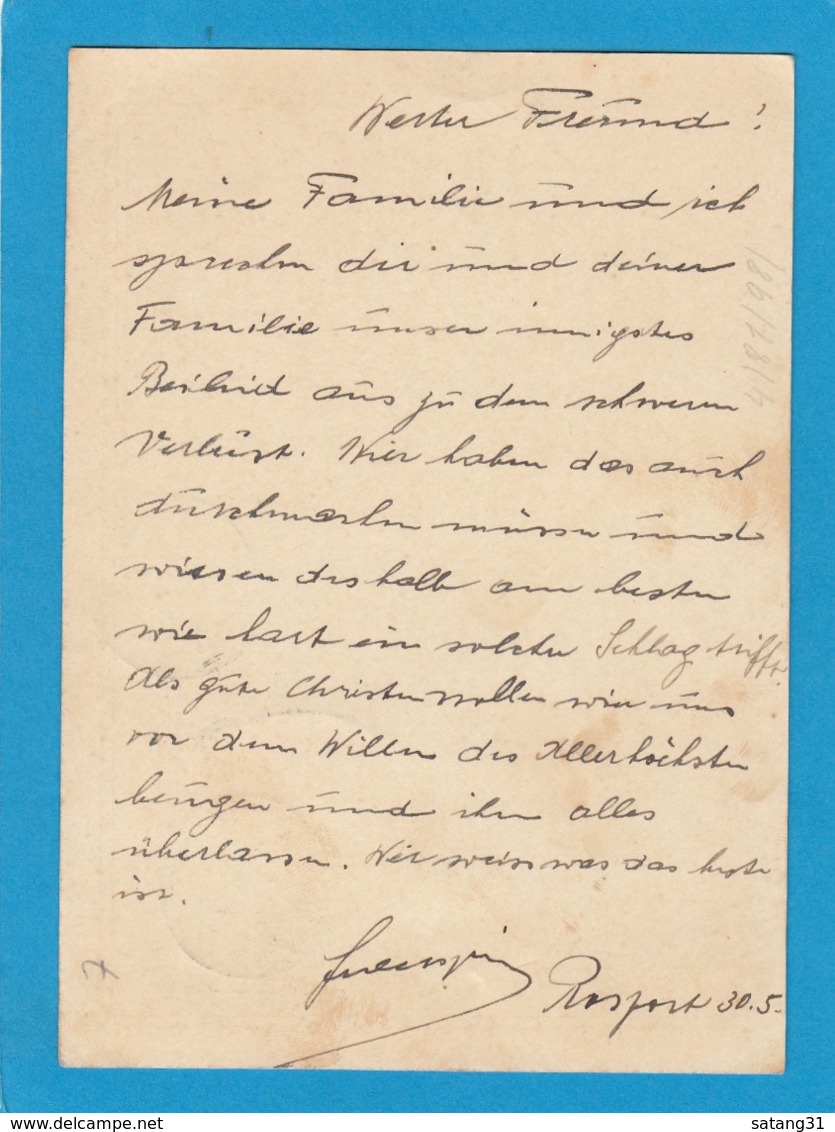 NO 95. ENTIER POSTAL AVEC AFFR. COMPLÉMENTAIRE, VUE DE VIANDEN ET CACHET DE ROSPORT POUR OETRANGE. - Stamped Stationery