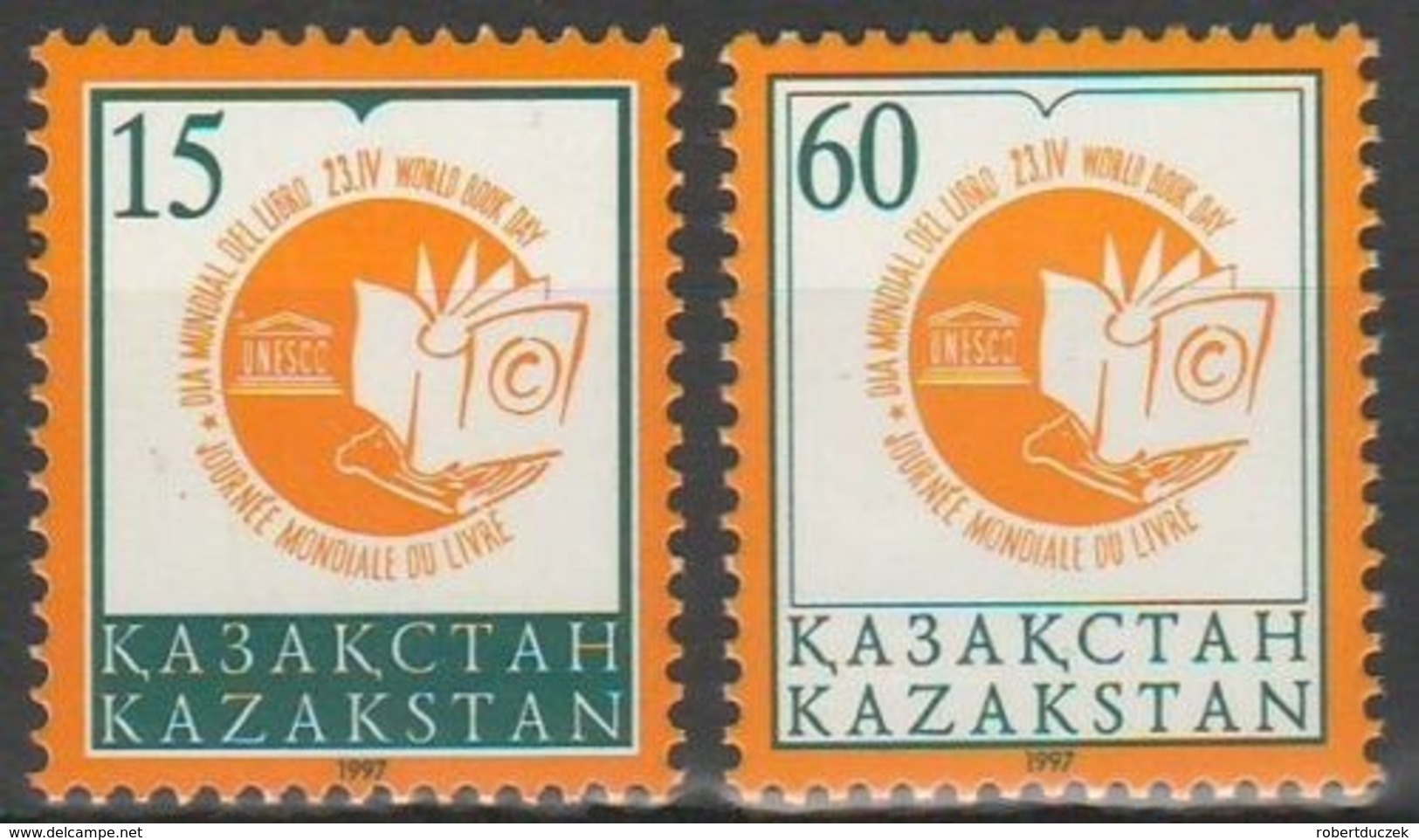 Kazakhstan 1997 World Book And Copyright Day Mi166-167 2 Stamps - Kazajstán