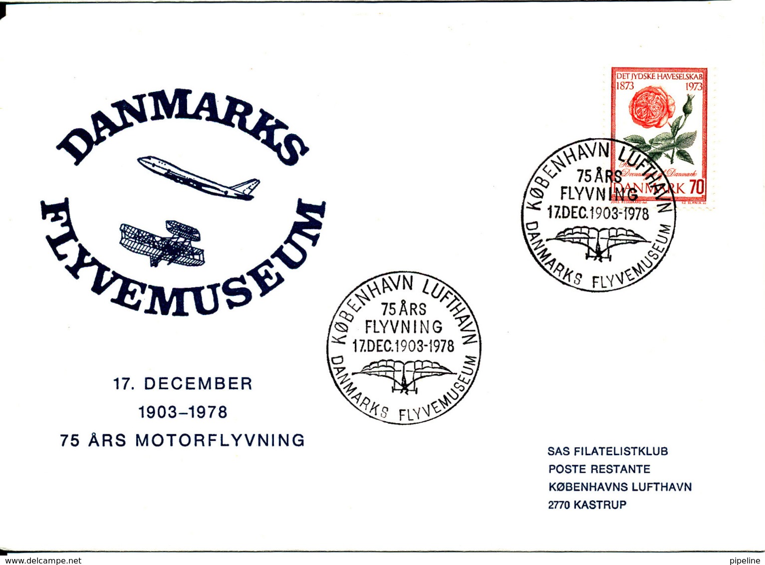 Denmark Cover Denmark Aviator Museum 75th. Anniversary With Motor Flight 17-12-1978 - Covers & Documents