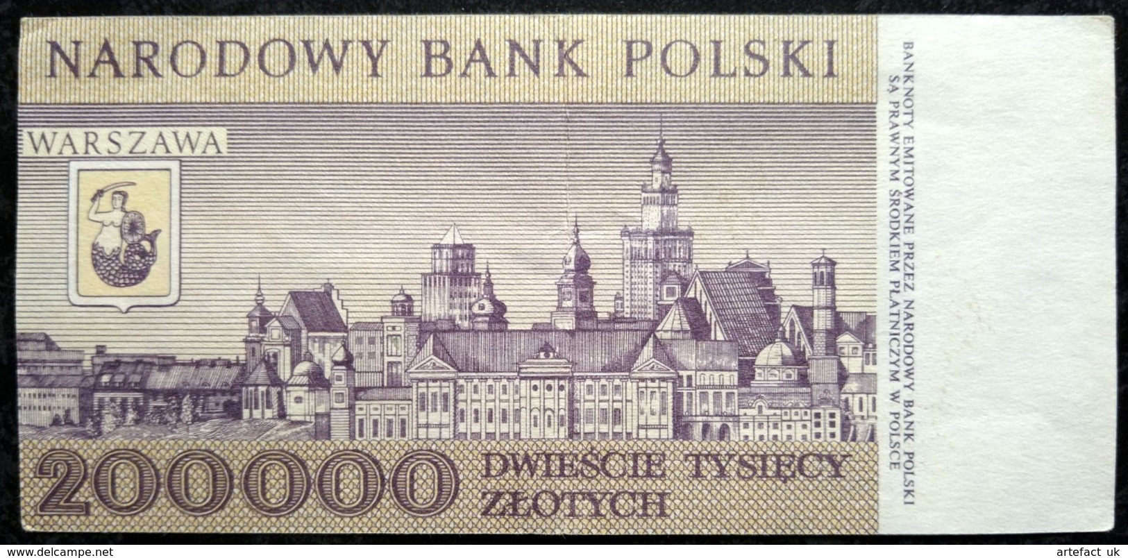 200 000 Zlotych 1989 POLAND POLEN POLOGNE Series Serie C - Polonia