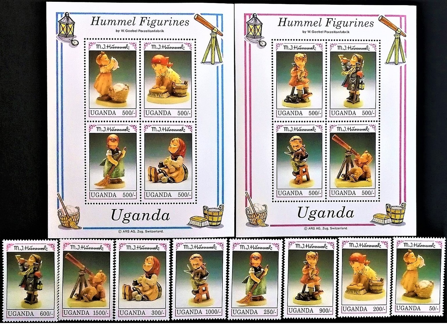 # Uganda 1992**Mi.1105-20 Hummel Figurines , MNH [20;31] - Porcelain