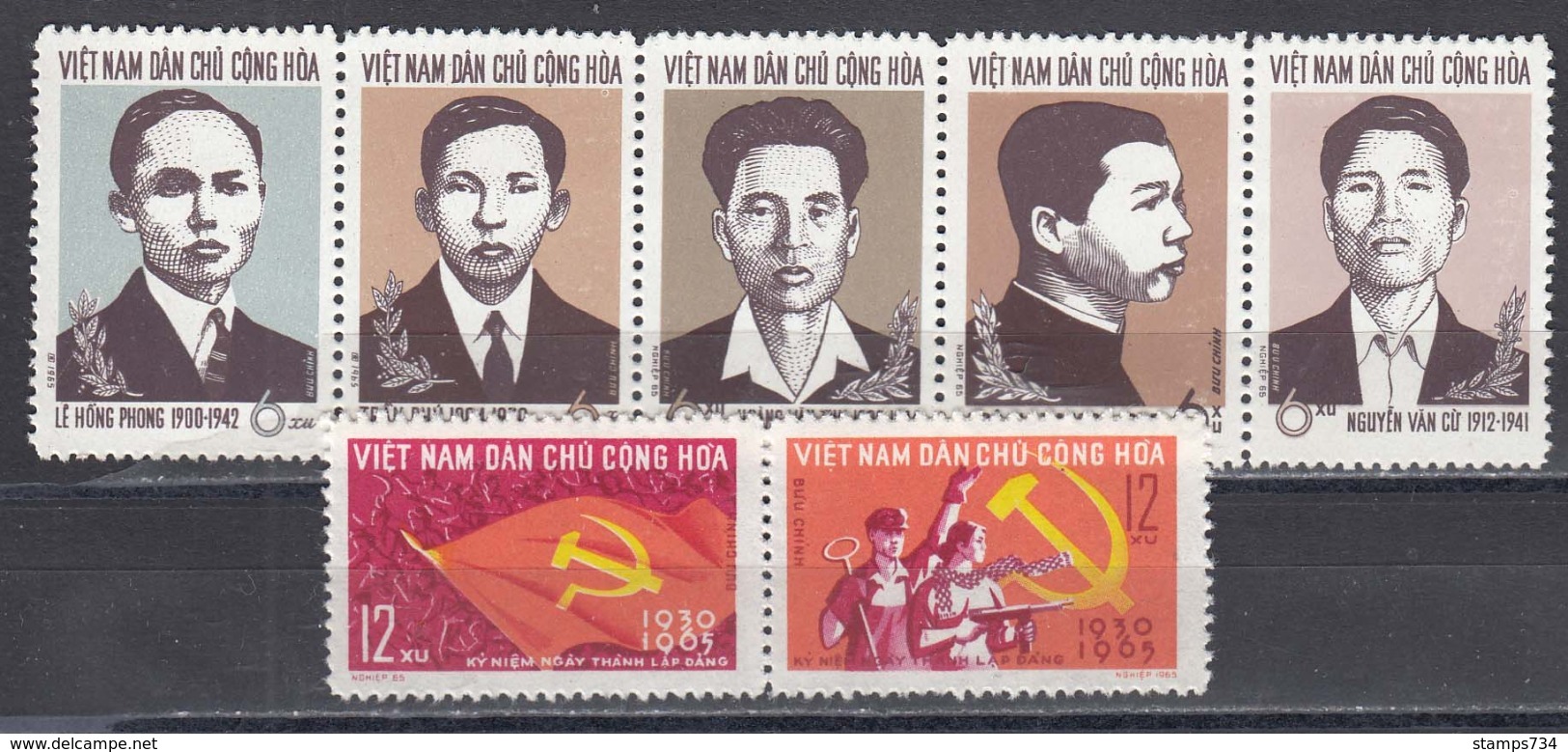 Vietnam Nord 1965 - 35th Anniversary Of The Communist Party Of Indochina, Mi-Nr. 347-53, MNH** - Vietnam