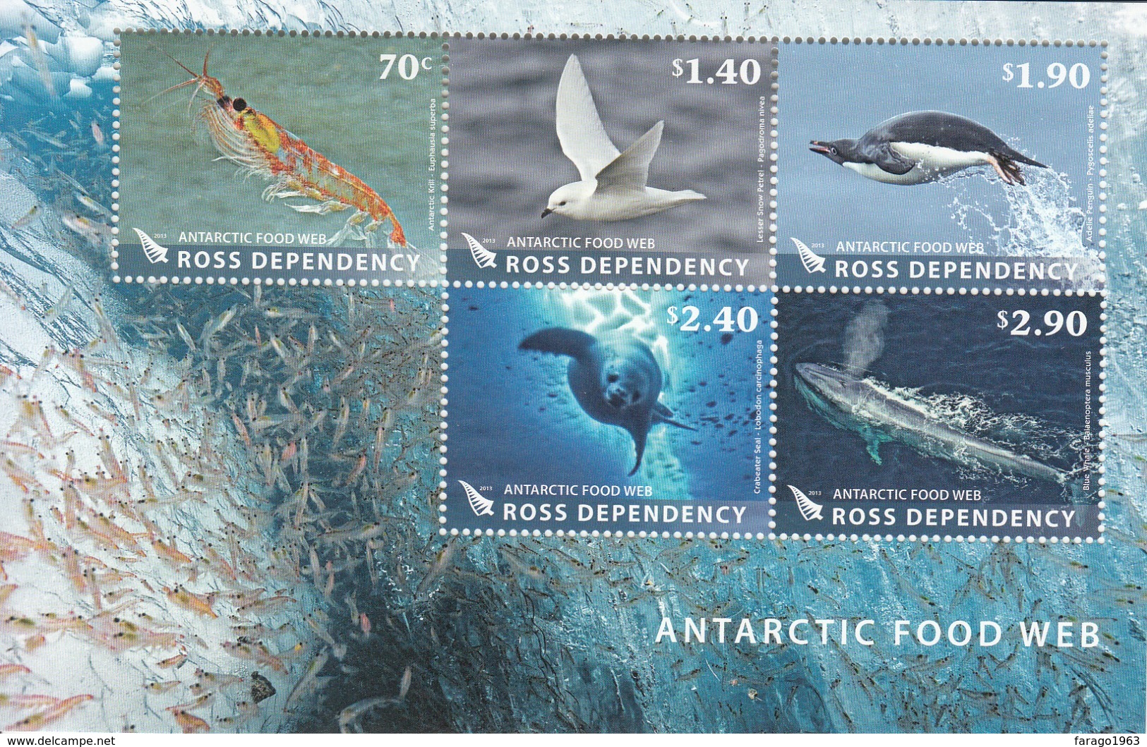 2013 Ross Dependency Food Web Whales Birds Seals Miniature Sheet Of 5 MNH - Ungebraucht