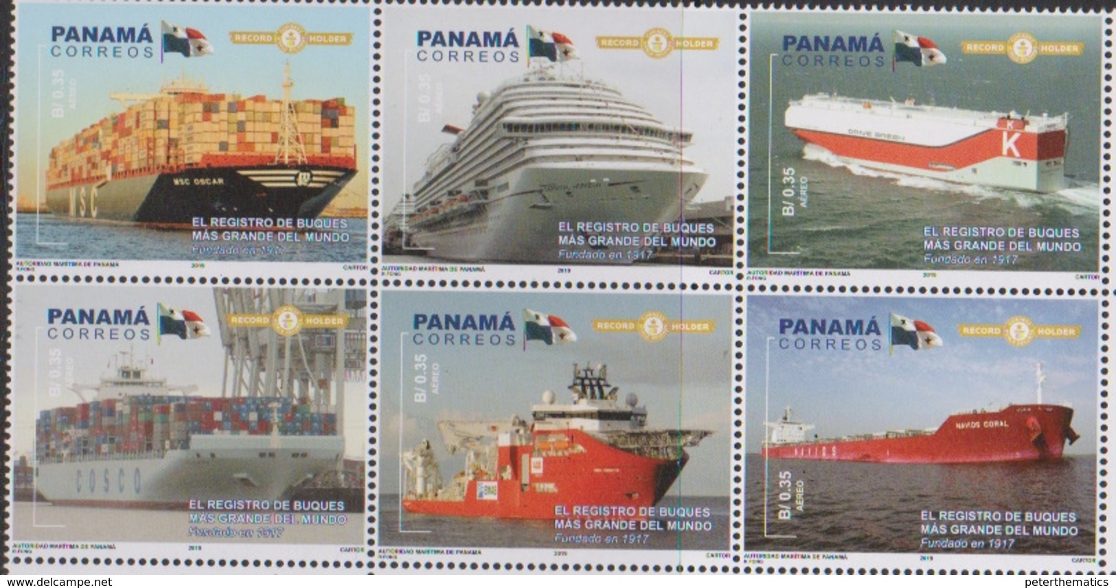 PANAMA, 2019, MNH,SHIPS, CARGO SHIPS, THE LARGEST SHIP REGISTRY IN THE WORLD, 8v - Ships
