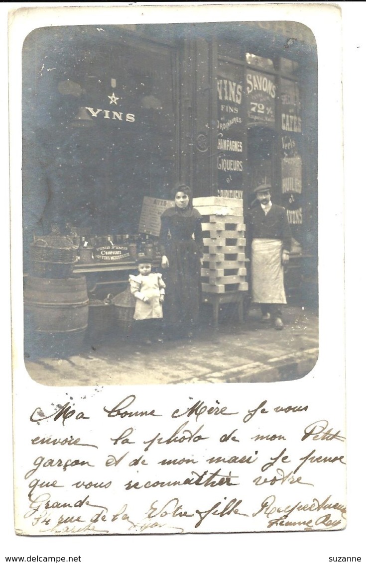 CARTE PHOTO  - Magasin épicerie - Vins à LYON - Avec Adresse - Negozi