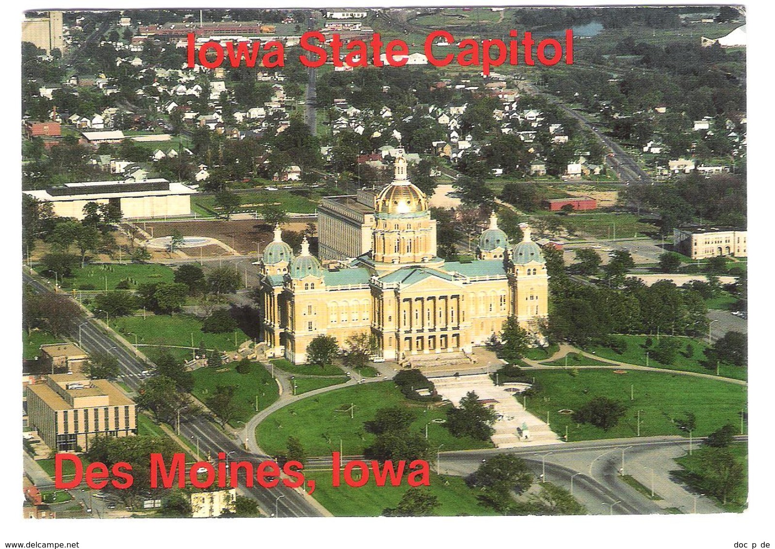 USA - Des Moines - Iowa State Capitol - Aerial View - Des Moines
