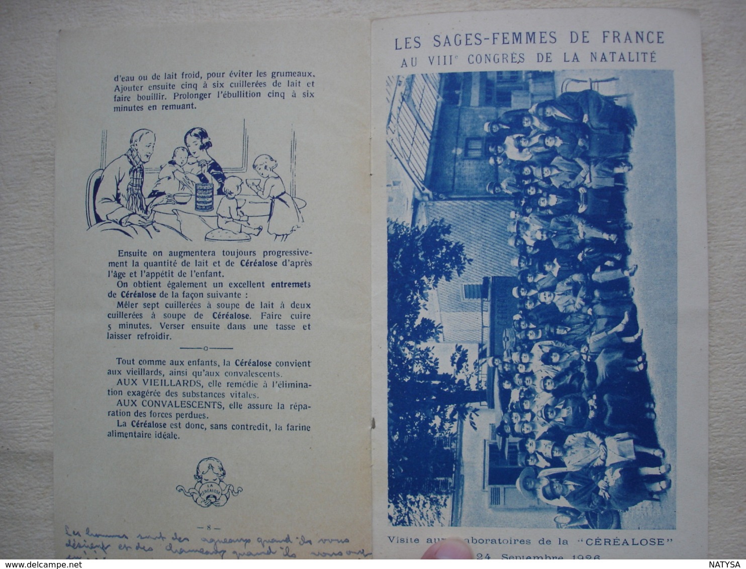 LIVRET DE NAISSANCE PUBLICITE CEREALOSE Photo Des SAGES FEMMES DE FRANCE Congré De La Natalité 1926 - Matériel Médical & Dentaire