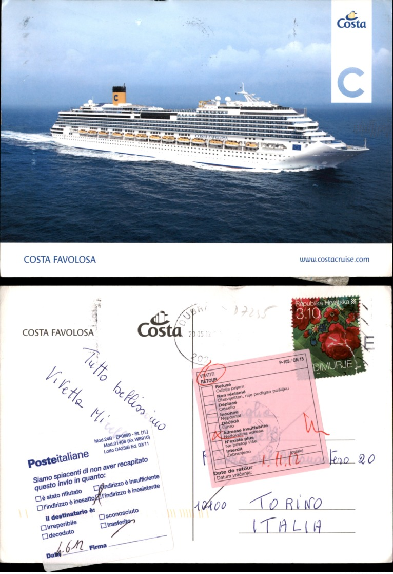 COSTA FAVOLOSA POSTCARD - Velieri