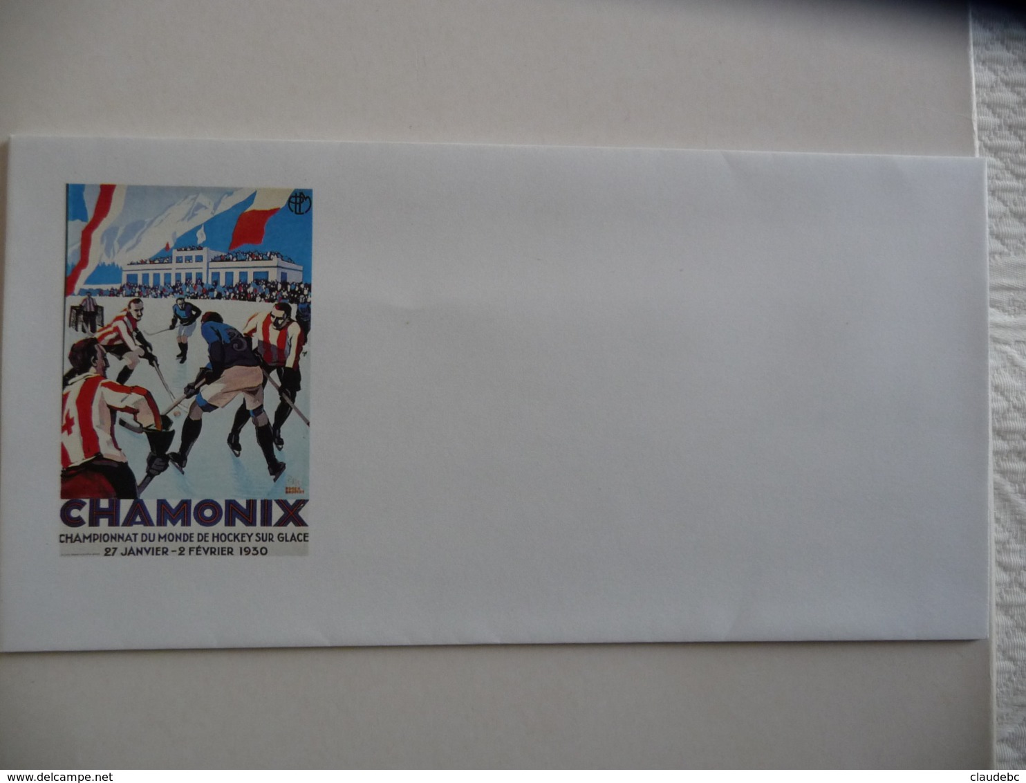 CHAMONIX-Championnat Du Monde De Hockey 1930: Lot De 4 Enveloppes Illustrées (11x22) Et 6 Feuilles Illustrées (21x29) - Autres & Non Classés
