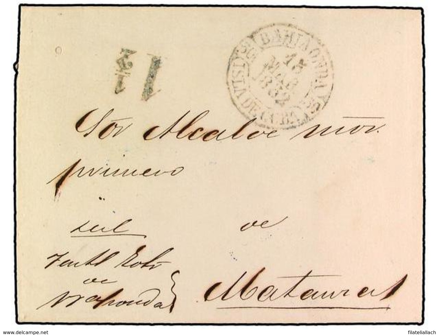 SPAIN: PREPHILATELIC MARKS  DP30 ISLAS DE CUBA Y PUERTO RICO - ...-1850 Vorphilatelie