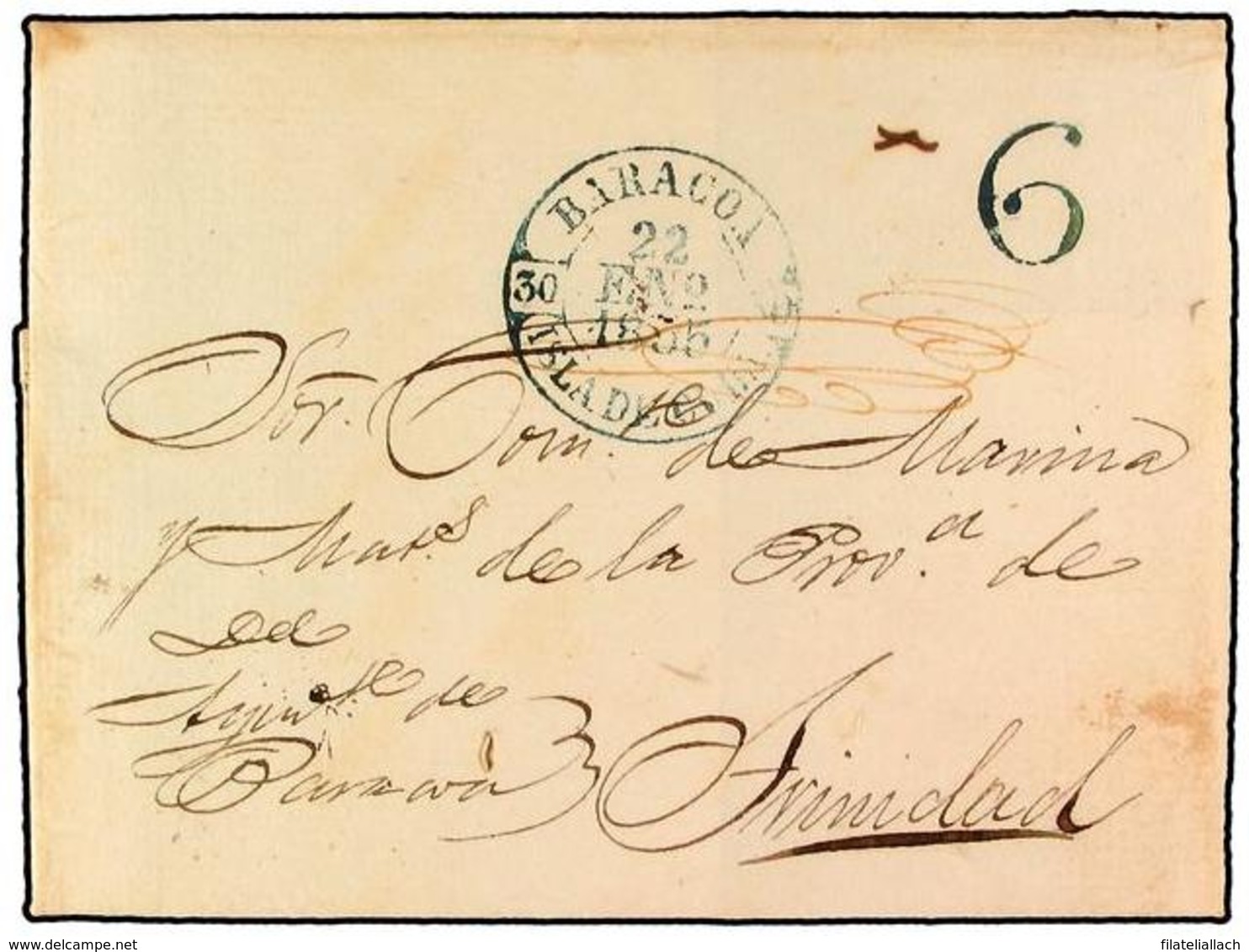 SPAIN: PREPHILATELIC MARKS  DP30 ISLAS DE CUBA Y PUERTO RICO - ...-1850 Vorphilatelie