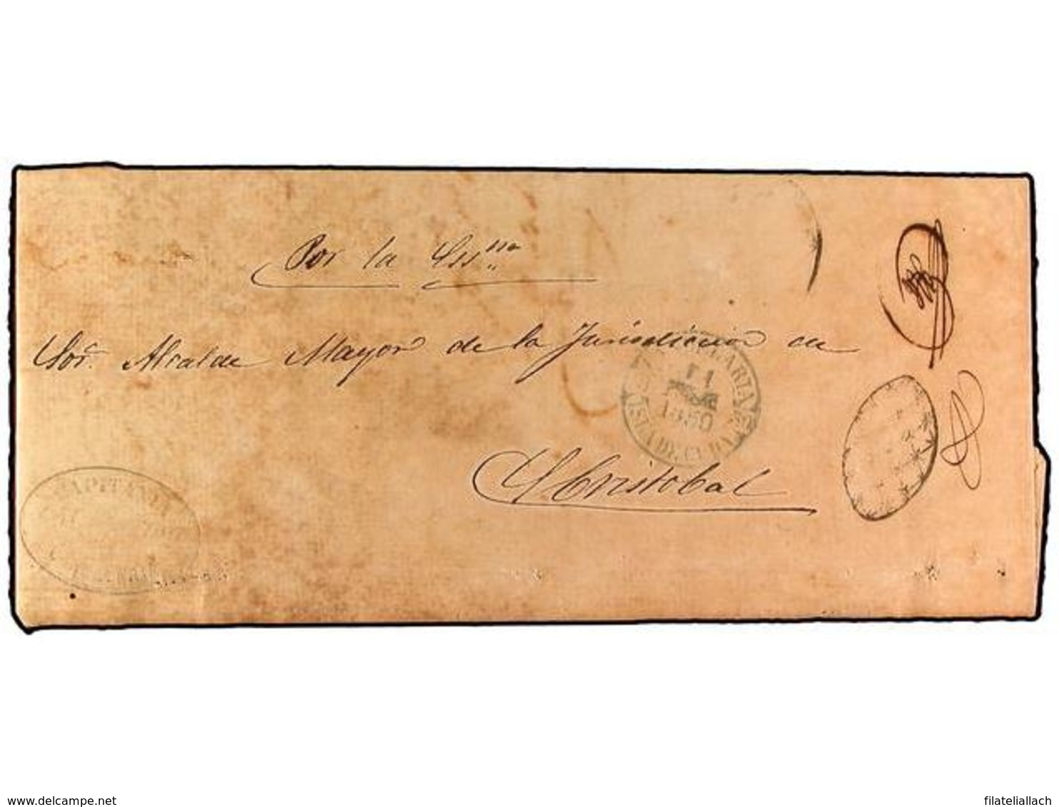 SPAIN: PREPHILATELIC MARKS  DP30 ISLAS DE CUBA Y PUERTO RICO - ...-1850 Vorphilatelie