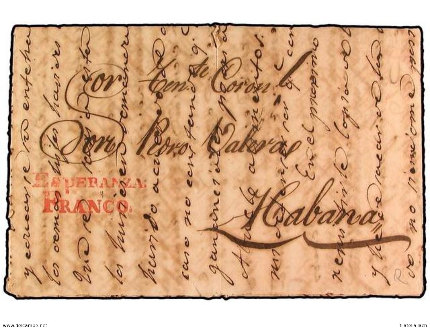 SPAIN: PREPHILATELIC MARKS  DP30 ISLAS DE CUBA Y PUERTO RICO - ...-1850 Vorphilatelie