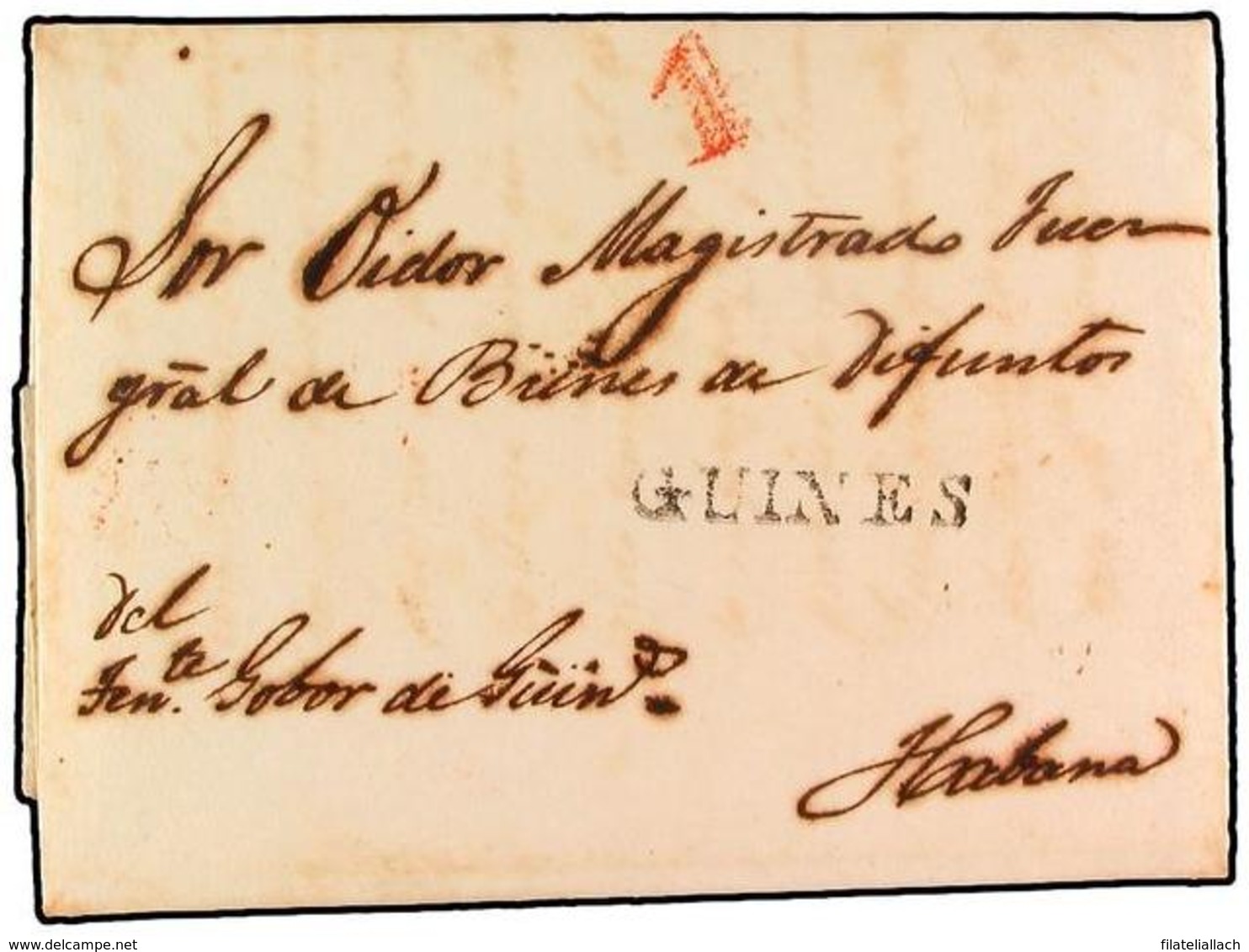 SPAIN: PREPHILATELIC MARKS  DP30 ISLAS DE CUBA Y PUERTO RICO - ...-1850 Prefilatelia