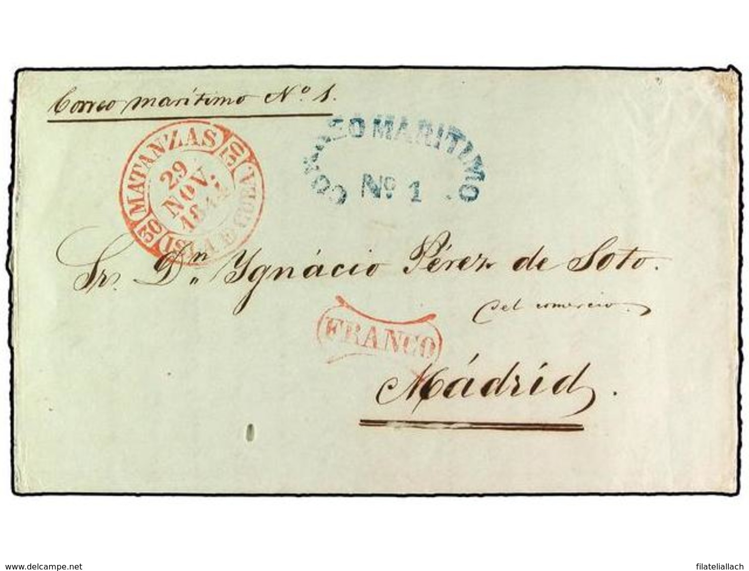 SPAIN: PREPHILATELIC MARKS  DP30 ISLAS DE CUBA Y PUERTO RICO - ...-1850 Prefilatelia