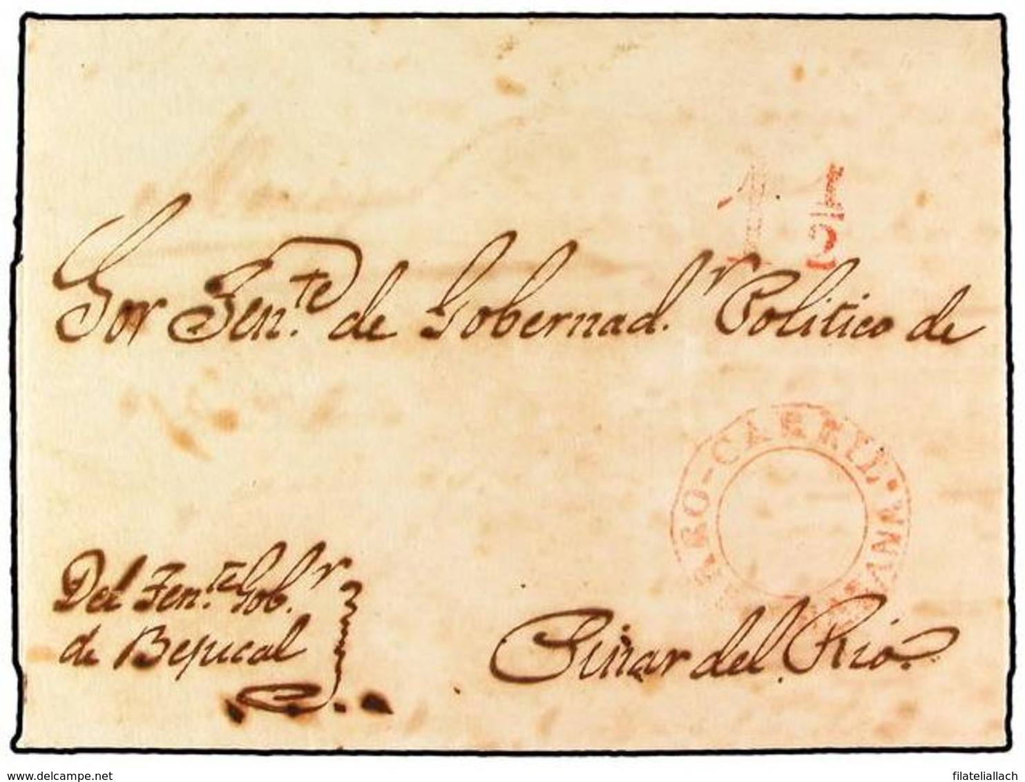 SPAIN: PREPHILATELIC MARKS  DP30 ISLAS DE CUBA Y PUERTO RICO - ...-1850 Prefilatelia