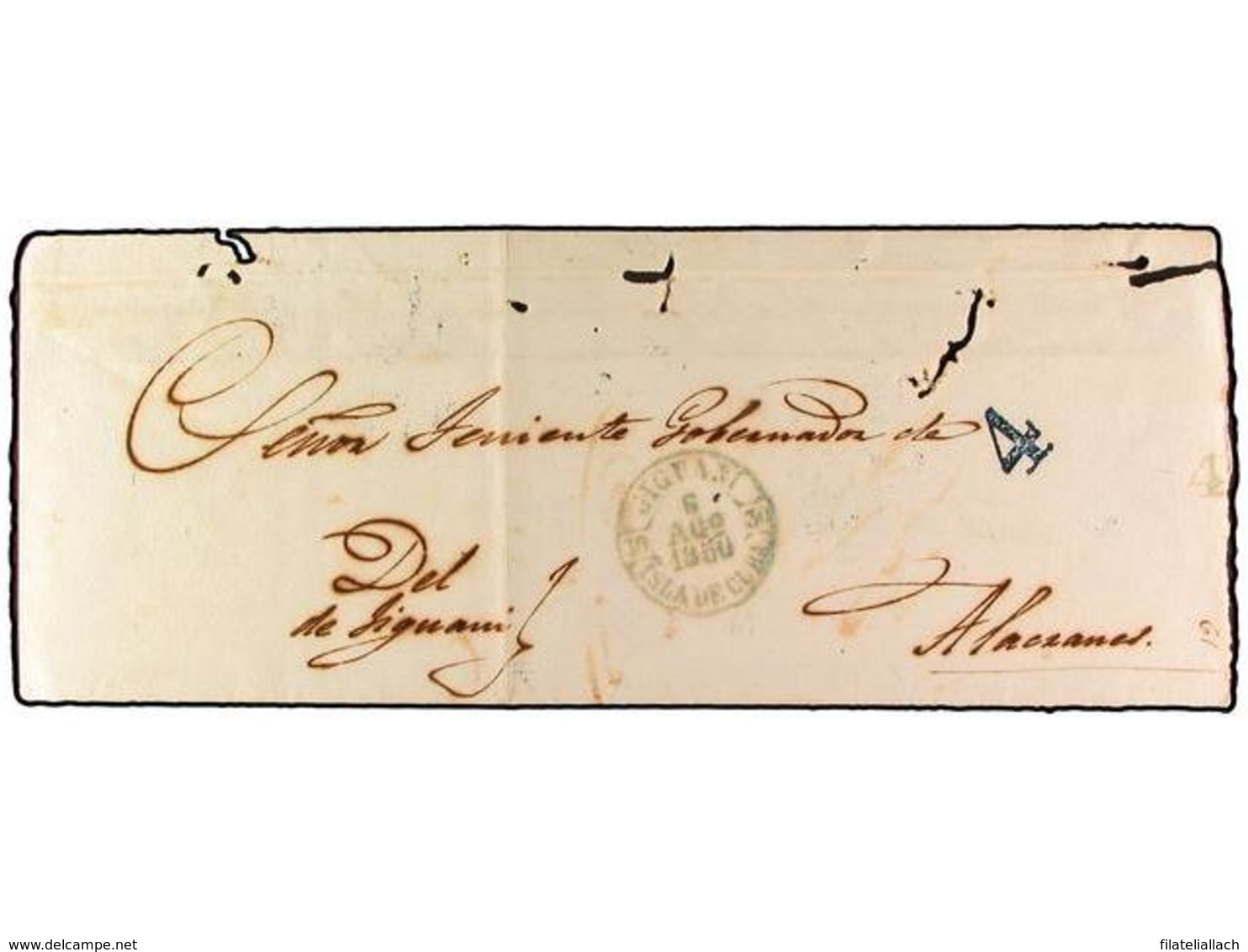 SPAIN: PREPHILATELIC MARKS  DP30 ISLAS DE CUBA Y PUERTO RICO - ...-1850 Prefilatelia