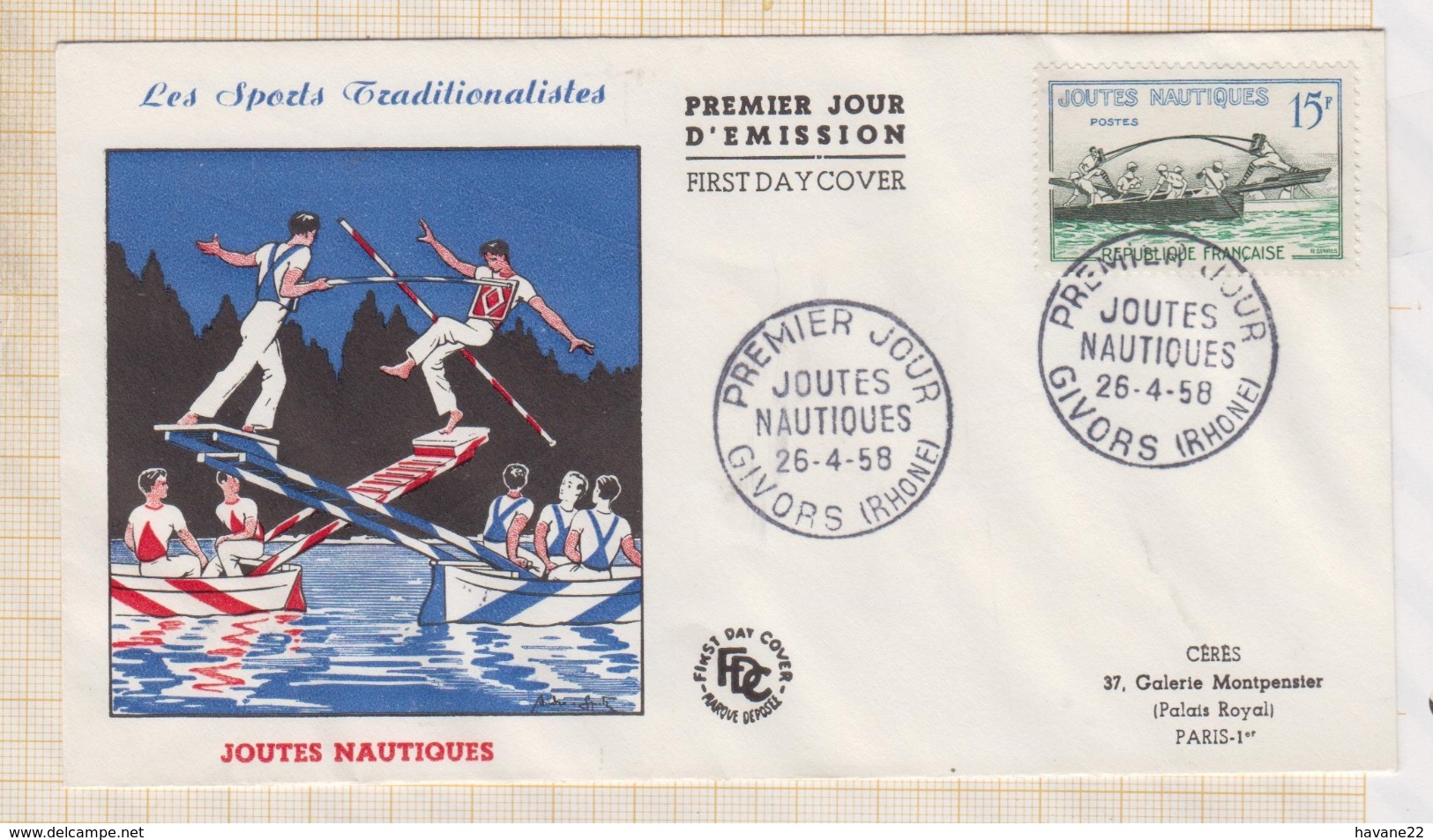 9/585 Premier Jour FDC 1958 LES SPORTS TRADITIONALISTES Lot De 4 - 1950-1959