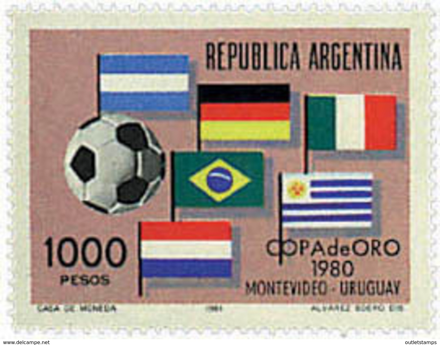 Ref. 26435 * NEW *  - ARGENTINA . 1981. FOOTBALL GOLD CUP IN MONTEVIDEO. COPA DE ORO DE FUTBOL EN MONTEVIDEO - Ungebraucht