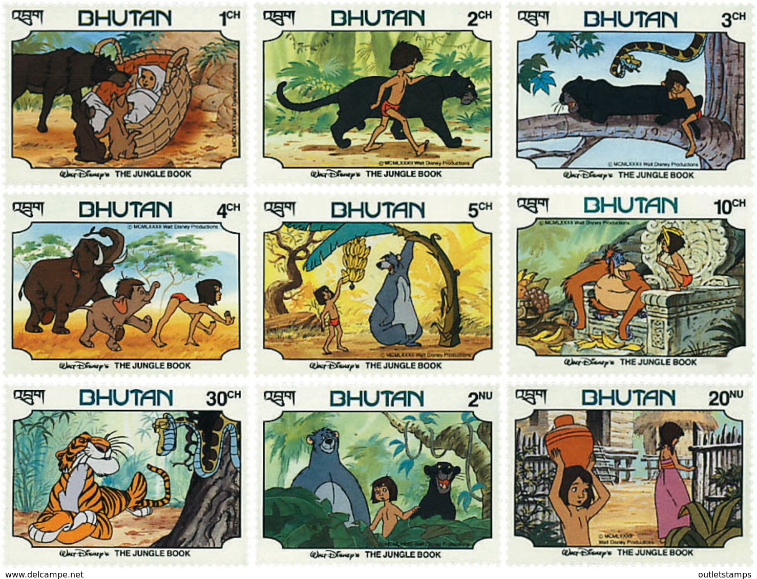 Ref. 46618 * NEW *  - BHUTAN . 1982. DISNEY. THE JUNGLE BOOK. WALT DISNEY. EL LIBRO DE LA SELVA - Bhutan