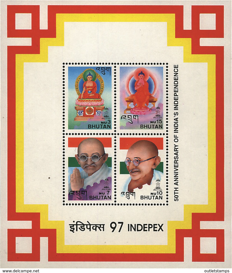 Ref. 368009 * NEW *  - BHUTAN . 1997. INDEPEX 97. 50th ANNIVERSARY OF INDIA INDEPENDENCE. INDEPEX 97. 50 ANIVERSARIO DE - Bhutan