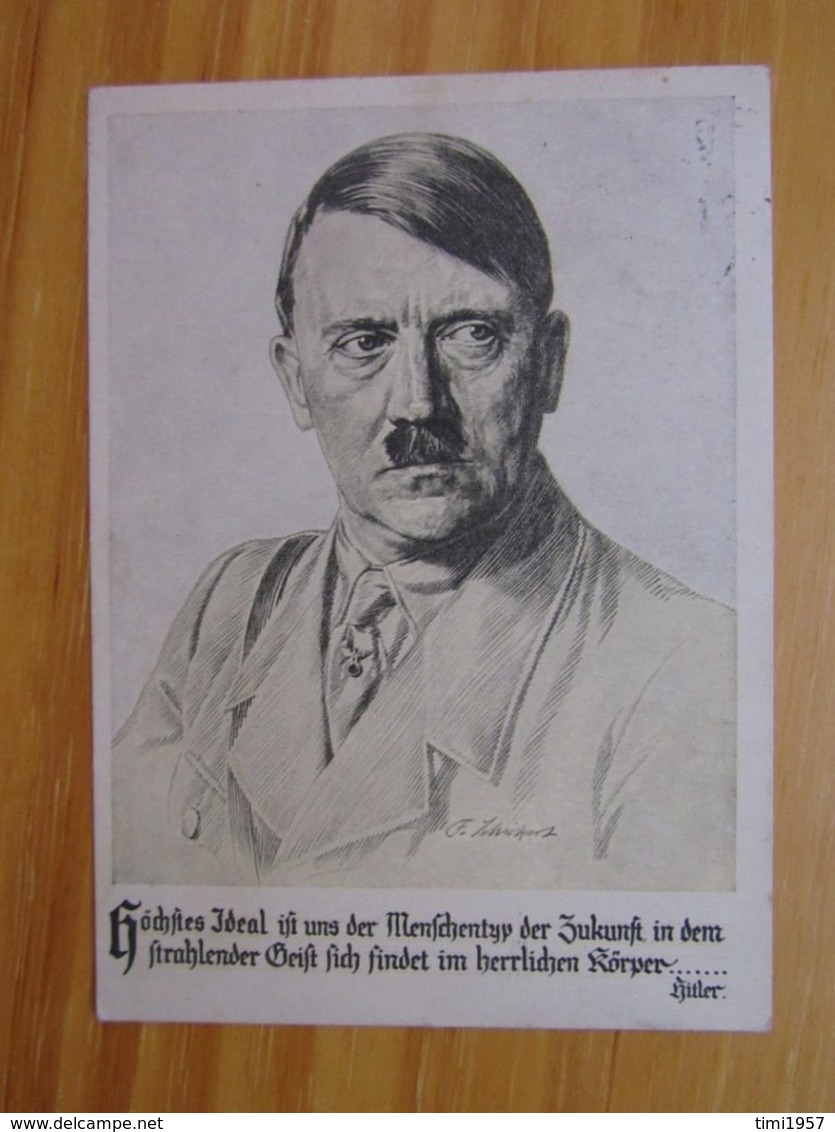 AK  Adolf Hitler Zudruck OLYMPIA 1936 Werbepostkarte Nr. 1 Und Hitler-Spruch 1935 - Guerra 1939-45