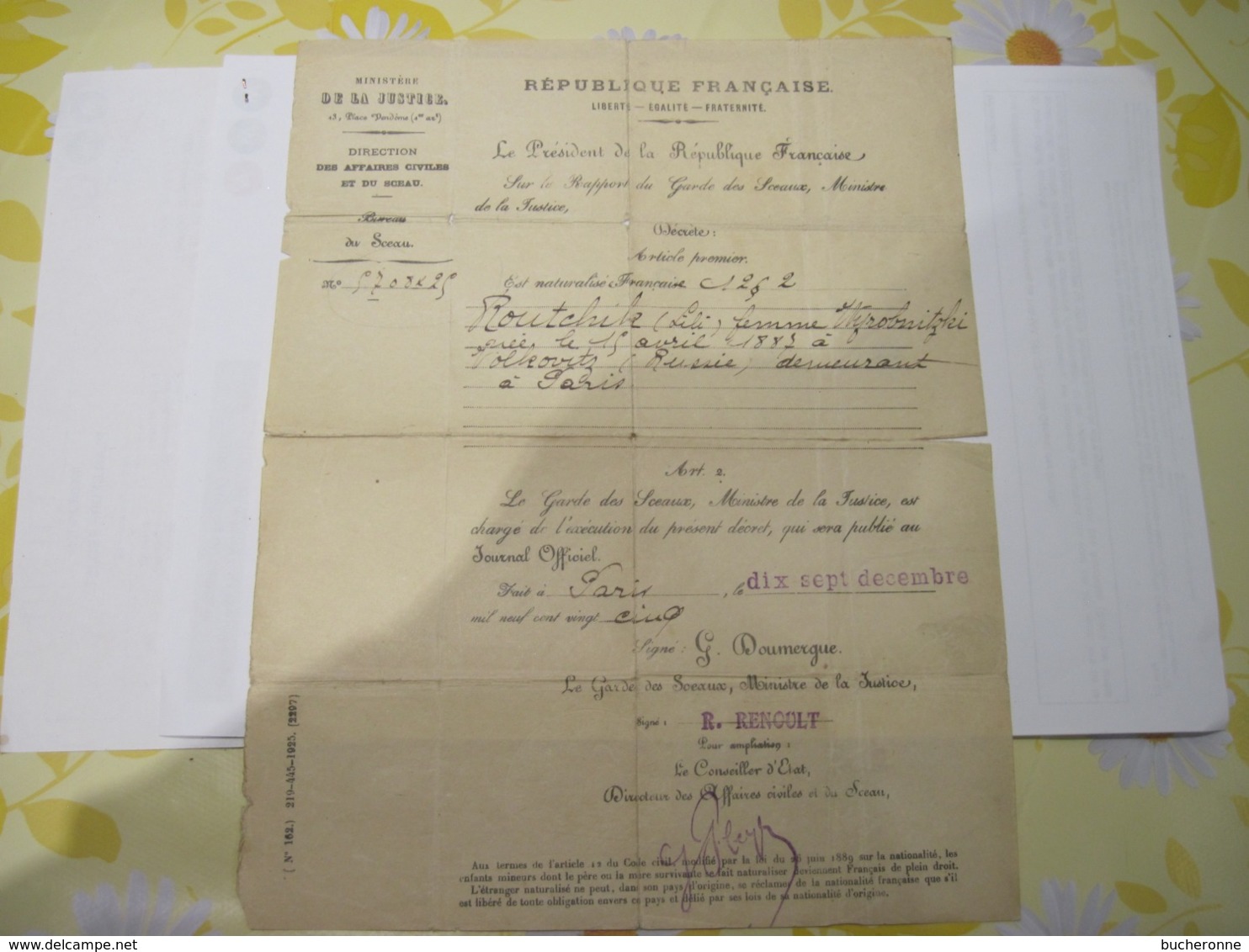 4 ANCIENS DOCUMENTS SECTA 1940  1941  MINISTERE DE LA JUSTICE 1925  SAPEURS POMPIERS D'ARPAJON 1908    TBE - Documents Historiques